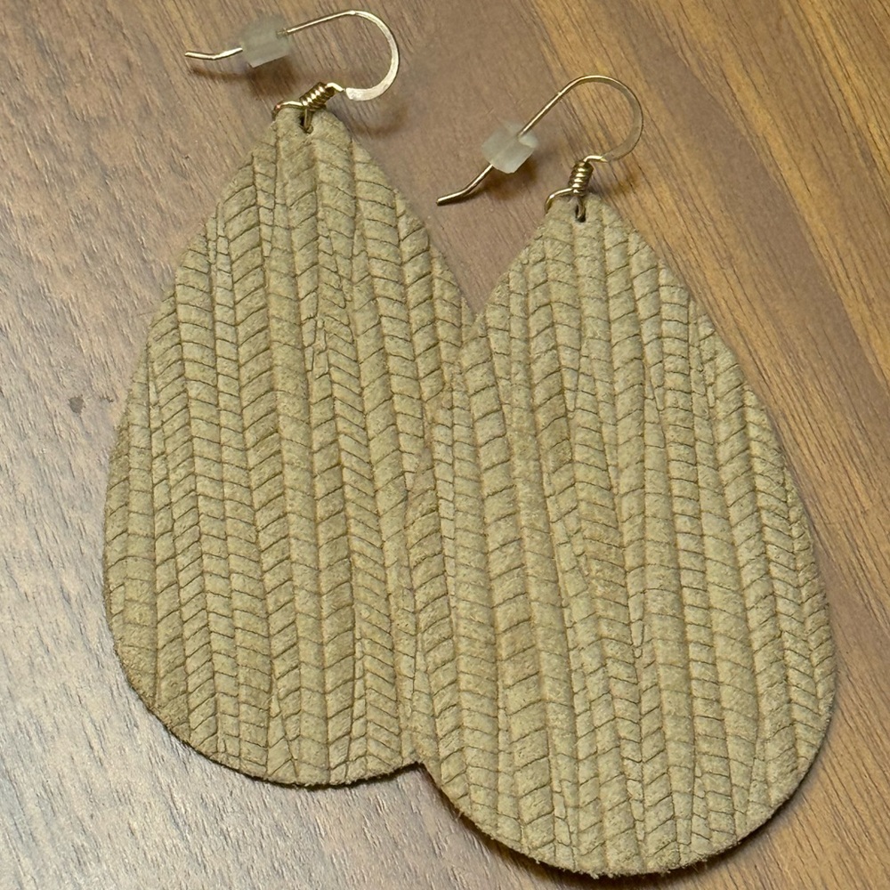 Birch Grove Leather Teardrop Earrings